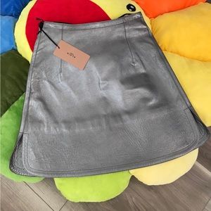 Alaia silver leather mini skirt